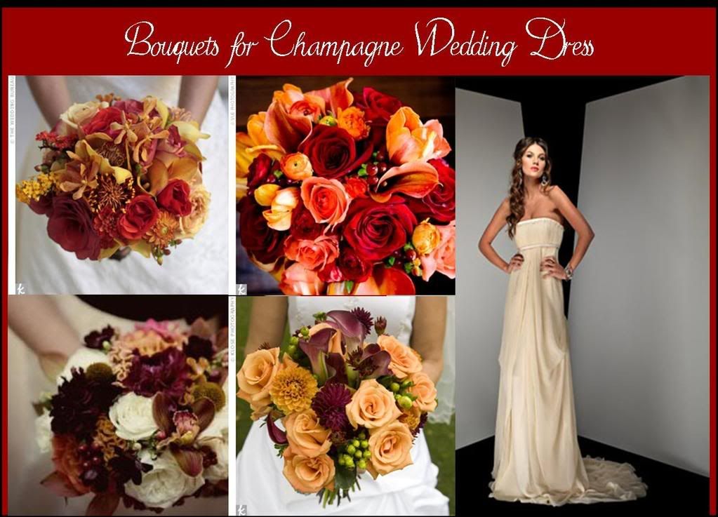 With champagne dresses you can really do any colored bouquetivory 
