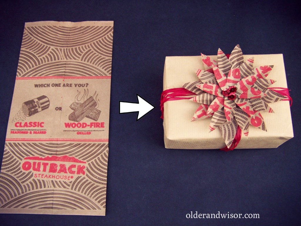 paper bag poinsettia gift topper