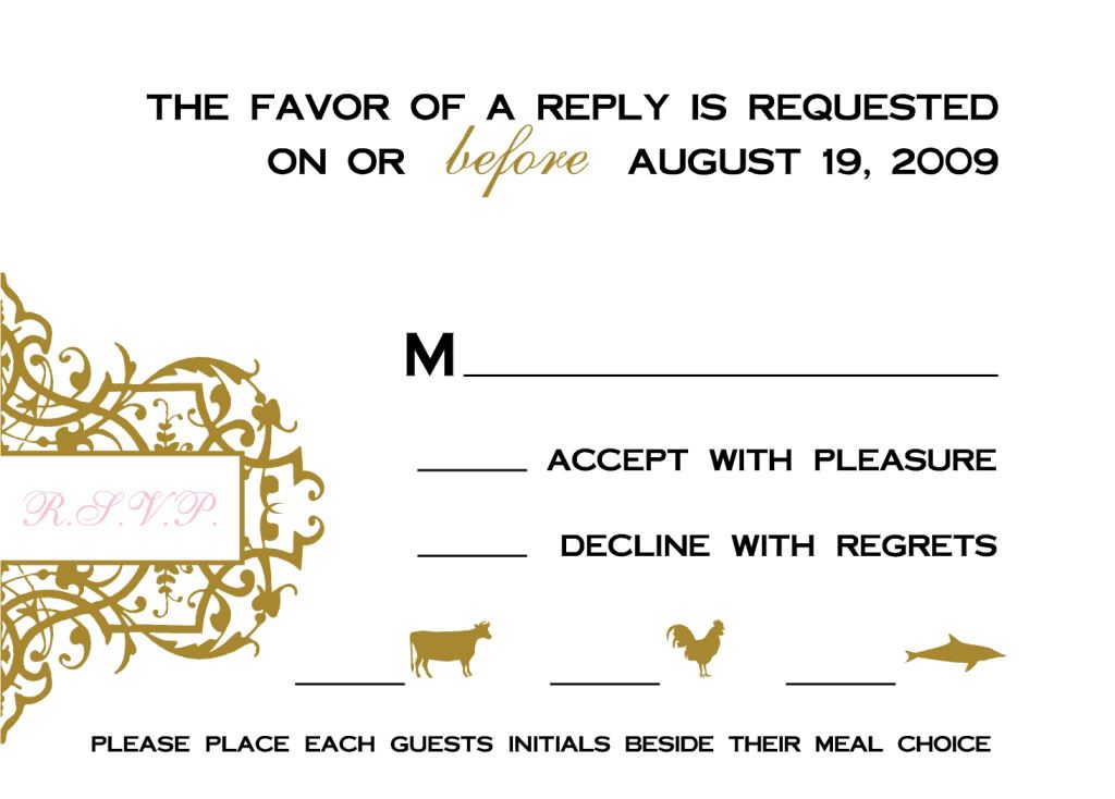 wedding rsvp wording with meal choice