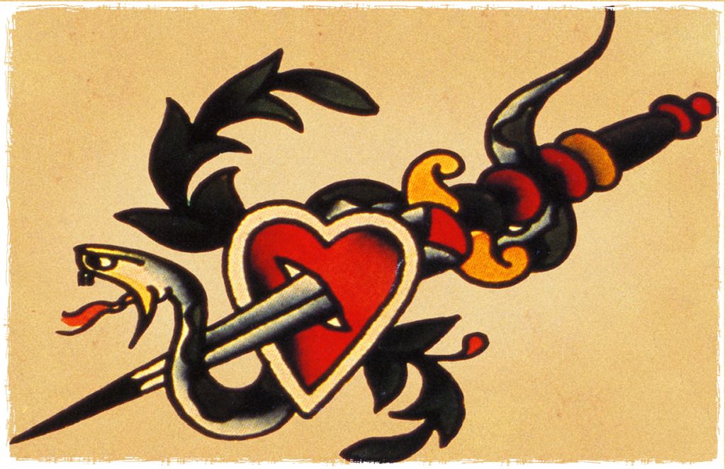 Traditional Heart And Dagger Tattoo