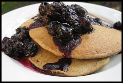 buckwheat pancakes,blueberry sauce