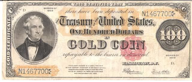 1922 100$ Gold Certificate