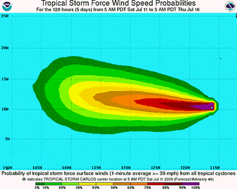Tropical Storm CARLOS:Tropical Storm Carlos Projected Path