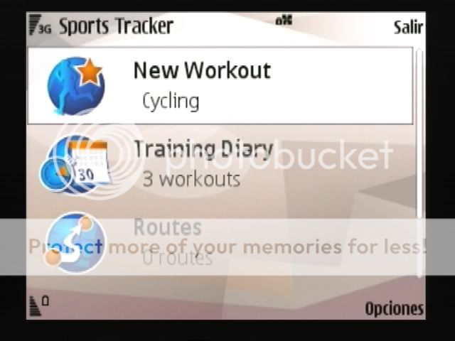 Pantallazo de Sports Tracker en N95