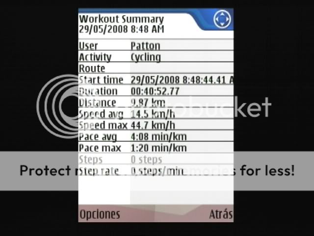 Pantallazo de Sports Tracker en N95