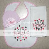 PERSONALIZED BABY BIB BURP CLOTH HAT SET EMBROIDERED PD  