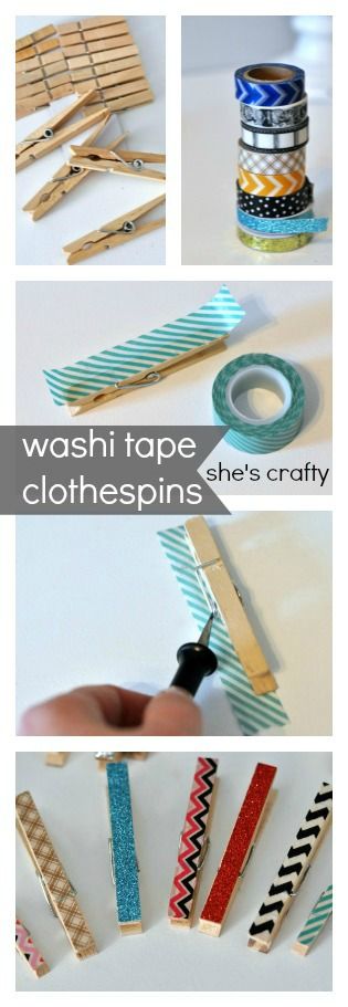 She's Crafty: Washi Tape Clothespins