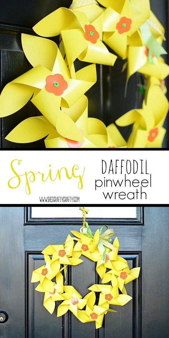 daffodil pinwheels, spring wreath, front door wreath, yellow wreath
