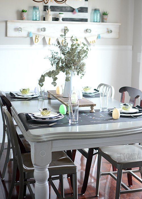 Easter table settings and decorations - black and white neutral table decor