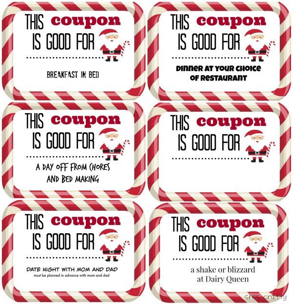 free printable Christmas coupons - last minute Christmas gifts