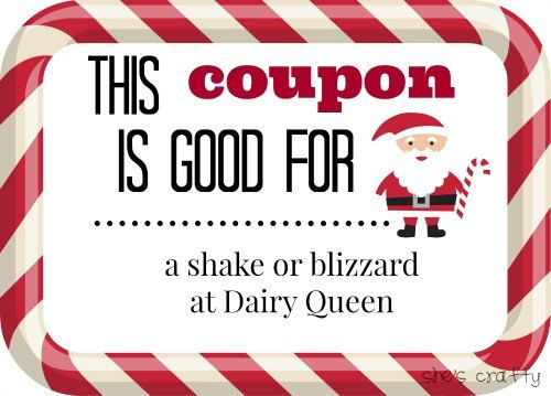 free printable Christmas coupons - last minute Christmas gifts, shake coupon