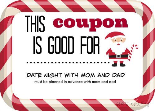 free printable Christmas coupons - last minute Christmas gifts, date night
