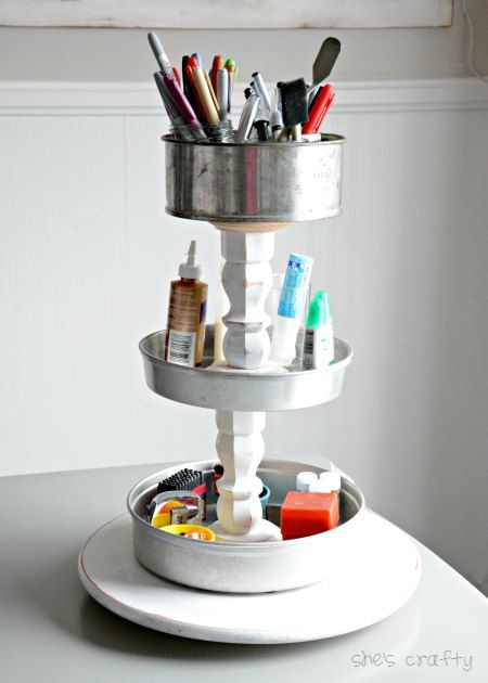 How to make a craft storage tower from thrift store pans