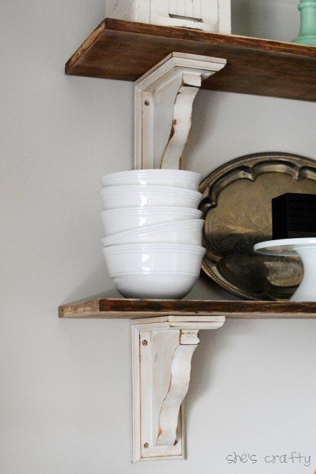 How to make a shelf from corbels and reclaimed wood