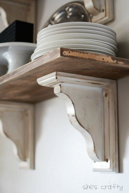 DIY instructions for making open kitchen shelves for dish storage