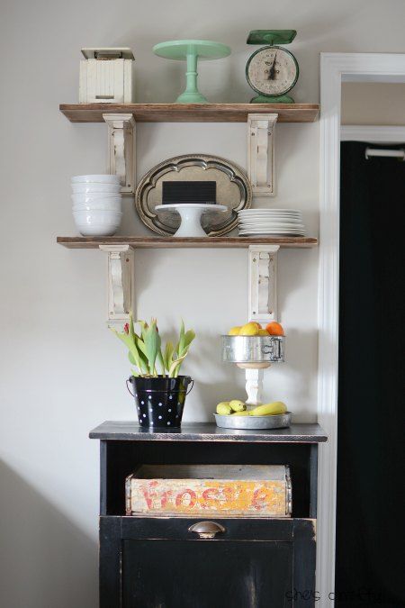 Open Kitchen Shelves made from reclaimed wood