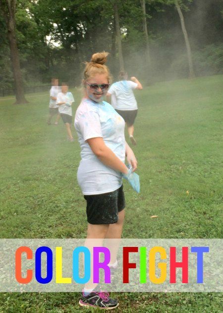 Color Fight Youth Group Activity - throw colored powder with DIY recipe for colored powder