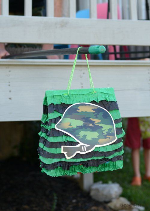 DIY Pinata for US Army party for little boys birthday