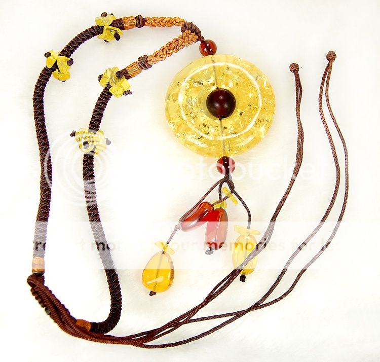 14x48mm Yellow Amber Necklace 20  