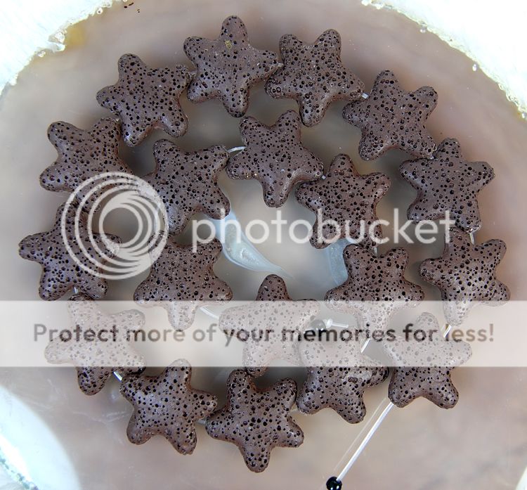 24x25mm Coffee Rock Lava Star Beads 16  