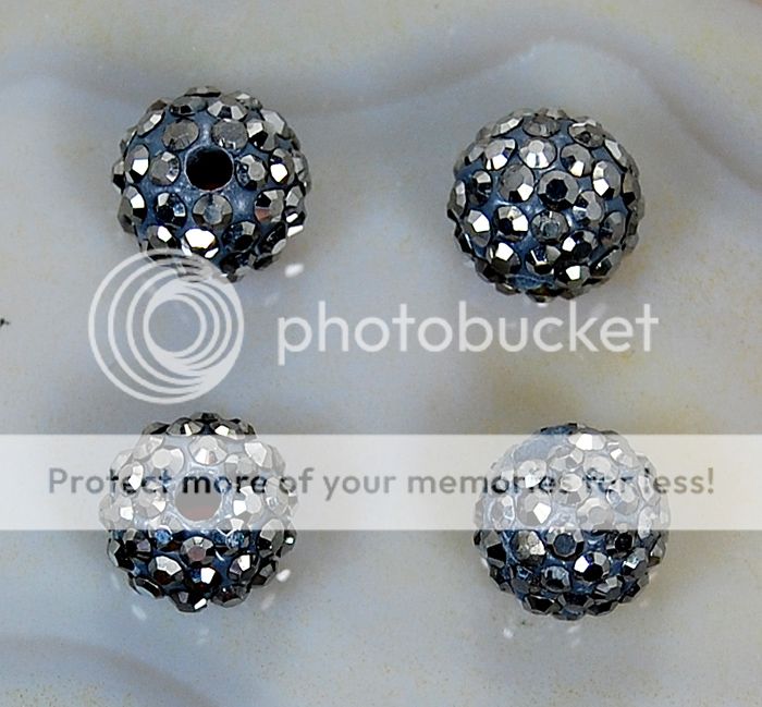 4X 8mm Round DimGray Crystal Rhinestone Bracelet Spacer Beads Charms 