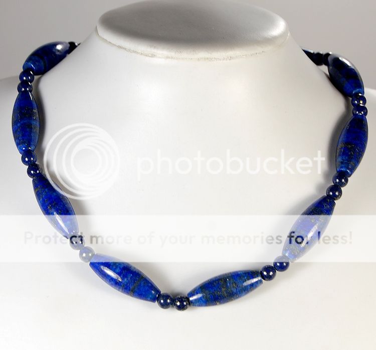 12x30mm Natural Lapis Lazuli Long Oval Necklace 18  