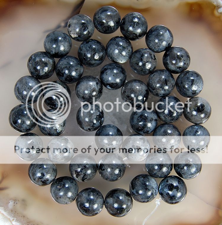 10mm Natural Black Labradorite Larvikite Beads 15.5  