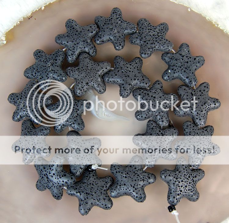 24mm Black Rock Lava Star Beads 16  