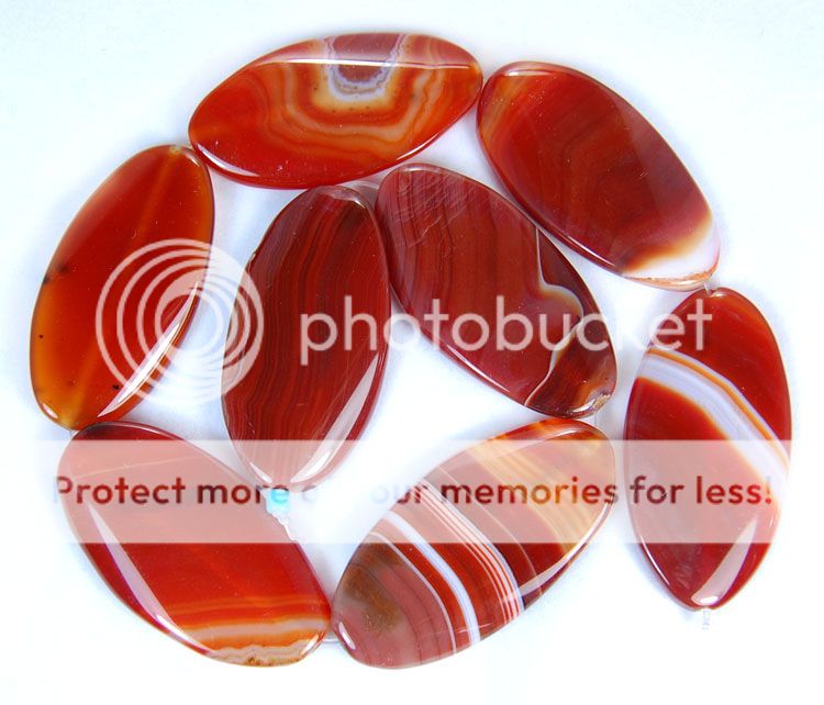 25x50mm Red Striated Agate Swirl Flat Oval Beads 15.5  