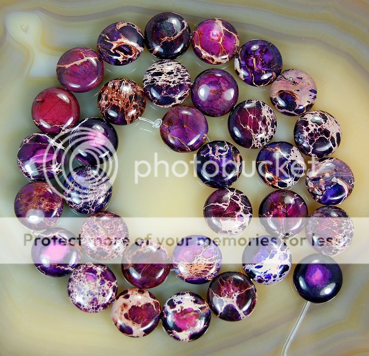 12mm Purple Sea Sediment Jasper Coin Beads 15.5  