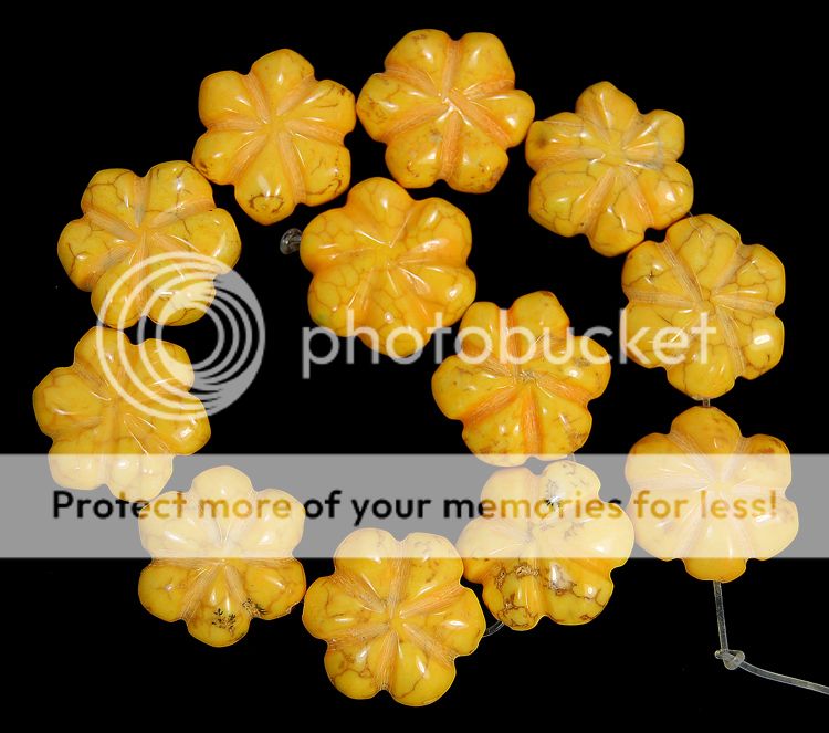 14mm Carved Yellow Turquoise Pumpkin Beads 10pcs  