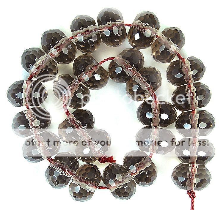 8x12mm Faceted Smoky Quartz Rondelle Beads 26pcs  