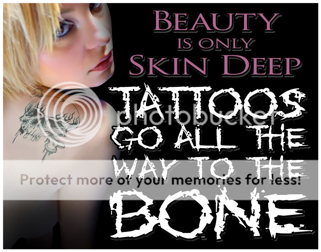 Tattoo Shop Poster BEAUTY SKIN DEEP BAD TO THE BONE 11 x 17 