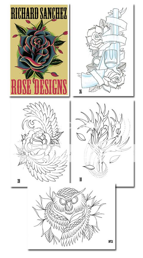 Tattoo Supplies sketch book Richard Sanchez Roses  