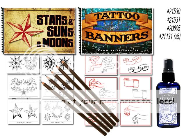 Tattoo Flash Art Book Stencil Pencils Supplies Magic  