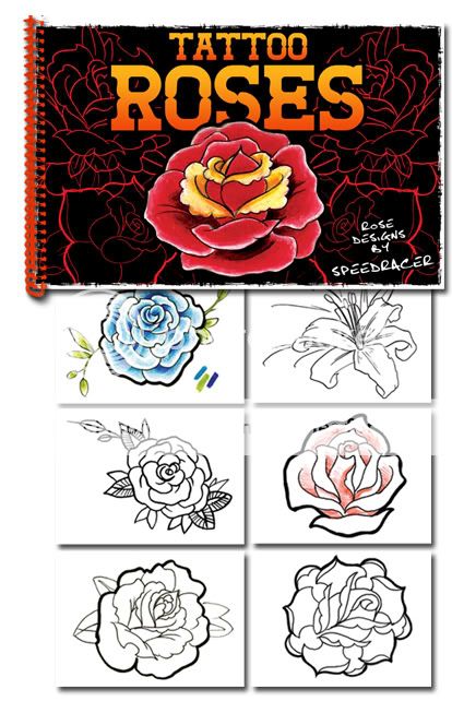 Tattoo Supplies reference book flash Roses Flowers  