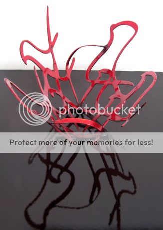 JoJo Art Basket of Birds Metal Modern Contemporary Signed Sculpture Red